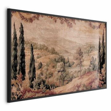 Artgeist Poster - Mediteranski krajolik - stara tapiserija s brdom i jezerom