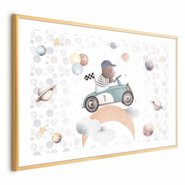 Artgeist Poster - Medvjedić u trkaćem automobilu