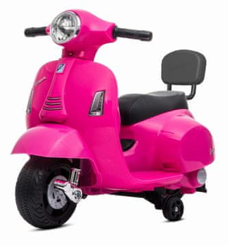 Dječji skuter Vespa na akumulator s naslonom fuksija