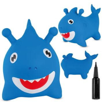 Veliki gumeni skakač za djecu Baby Shark plava s pumpicom, igračka za skakanje