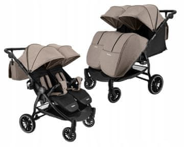 GOLDIE TWINS Beige kolica za blizance Mega oprema