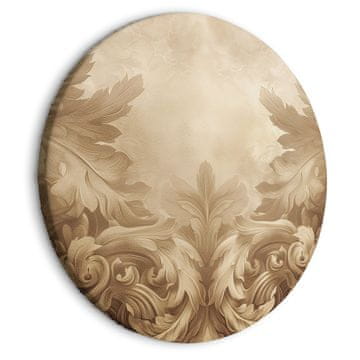 Artgeist Okrugla slika - Rezbareni barokni ornamenti bogate kompozicije u sepia tonovima / Rezbareni ornamenti u sepia tonovima