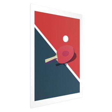 Artgeist Poster - Stolni tenis - loptica i reket na stolu