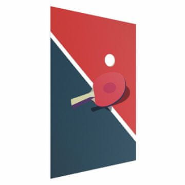 Artgeist Poster - Stolni tenis - loptica i reket na stolu
