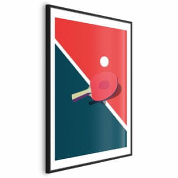 Artgeist Poster - Stolni tenis - loptica i reket na stolu