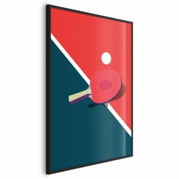 Artgeist Poster - Stolni tenis - loptica i reket na stolu