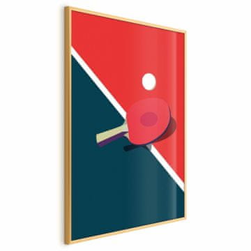 Artgeist Poster - Stolni tenis - loptica i reket na stolu