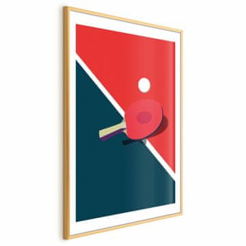 Artgeist Poster - Stolni tenis - loptica i reket na stolu