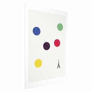 Artgeist Poster - Eiffelov toranj i šarene teniske loptice