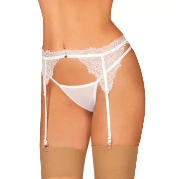 Obsessive - Bianelle čipkasti podvezica bijela L/XL