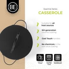 BE Living Posuda za kuhanje s poklopcem Essential Black 24 cm
