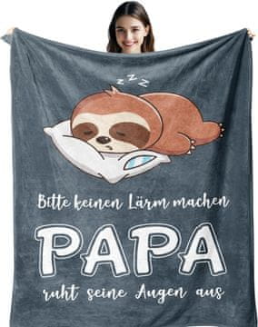 Nikcorp Pokrivač Dekica pokrivač za tatu uzorak lijenivca mekani i udobni sintetički flanel 150 x 130 cm 100% poliester mikrovlakna za kauč dnevni boravak spavaću sobu