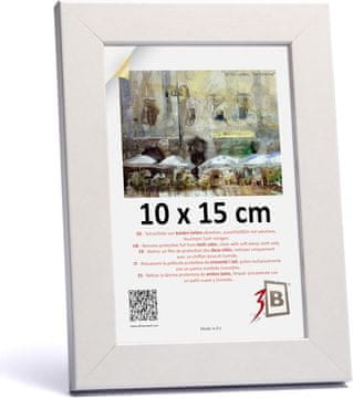 Nikcorp Drveni okvir za fotografije 3-B 10x15 cm bijeli s akrilnim staklom MDF, klasični dizajn, za zid ili stol, vertikalno i horizontalno, širina letvice 20 mm visina letvice 16 mm