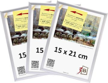 Nikcorp Set od 3 aluminijska okvira za fotografije 15x21 cm A5 3-B mat srebrni, poliester Lumex A-PET 0,8 mm, back-loader, MDF stražnja ploča, za zid vodoravno i okomito