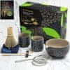 Nikcorp Set za matcha čaj TEANAGOO 7 elemenata za japansku ceremoniju, bambus + keramika, charcoal grey, zdjelica 18 oz 532 ml, ručno metlica 76 zubaca, pamuk krpa