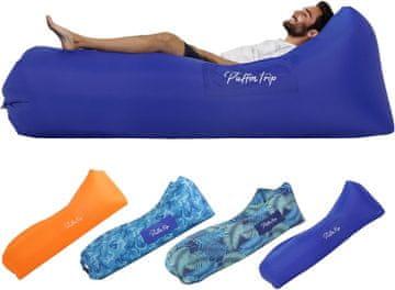 Nikcorp Prijenosna napuhana ležaljka kauč ergonomska plava 210T poliester 218 x 70 x 50 cm kompaktna 33 x 20 x 10 cm do 200 kg vodootporno za plažu park planinarenje