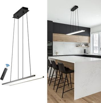 Nikcorp Moderna LED viseća svjetiljka Moderna aluminij akril daljinski prigušivanje 24 W 1920 lm podesiva visina ovjes do 130 cm 95x13 cm crna 3000K-6000K 5%-100%