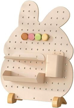 Nikcorp Metalna pegboard ploča organizator samostojeći Zec pegboard 40 cm, oblik životinjice, metalna polica za sitnice i dekoracije za dom i ured, stojeća s nogicama, bijela