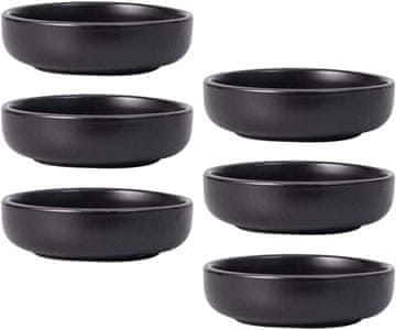 Nikcorp Keramičke zdjelice za umake HEMOTON set 6 komada 9 cm duboka crna elegantne zdjelice za dipove sojin umak maslinovo ulje grickalice visina 2,5 cm