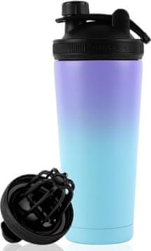 Nikcorp Izolirani shaker od nehrđajućeg čelika 750 ml, sportska boca s vakuumskom izolacijom, nepropusna posuda za suplemente i proteine sa sitom za miješanje, bez BPA, srebrna boja, otporna na kondenzaciju