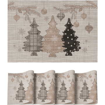 Nikcorp Blagdanski podmetači za stol Artoid Mode Blue Pine, set 4 komada, 30x45 cm, izdržljivi PVC, perivi i dekorativni, zaštita za stol, otporni na mrlje i habanje, za blagovaonicu, unutarnju i vanjsku