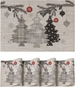 Nikcorp Blagdanski podmetači za stol Artoid Mode, set 4 komada, 30x45 cm, perivi PVC podlošci za blagovaonski stol, otporni na habanje, dekorativni zimski uzorak, zaštita od mrlja i ogrebotina, za unutarnju