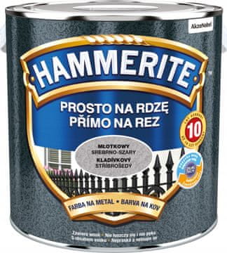 Hammerite boja za metal Straight to Rust, čekićana, srebrno-siva, 2,5 l