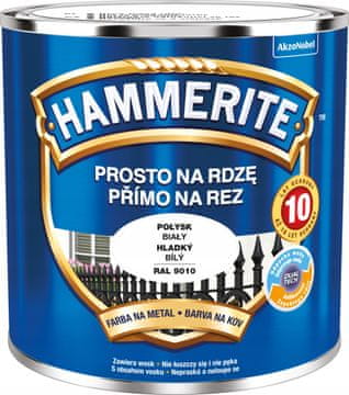 Hammerite boja za metal Straight to Rust, sjajna bijela 0,25 l