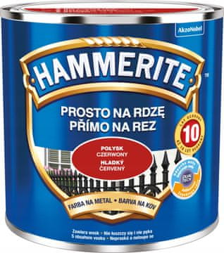 Hammerite boja za metal Straight to Rust crvena sjajna 0,25 l