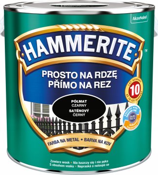 Hammerite boja za metal Straight to Rust, crna, polusjajna, 2,5 l