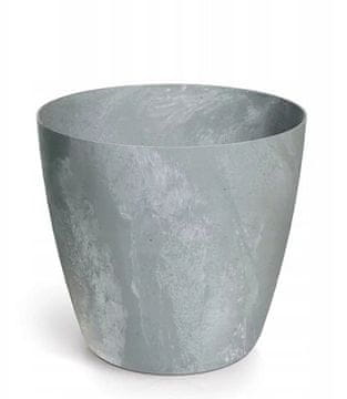 Prosperplast Plastična saksija za cvijeće s okruglim poklopcem, efekt betona, siva, 17,8 cm