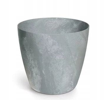 Prosperplast Plastična saksija za cvijeće s okruglim poklopcem, efekt betona, siva, 11,9 cm