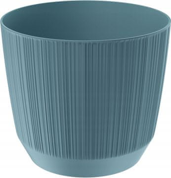 Prosperplast Plastična okrugla saksija za cvijeće s utorima na poklopcu, plava, 19,5 cm, Ryfo