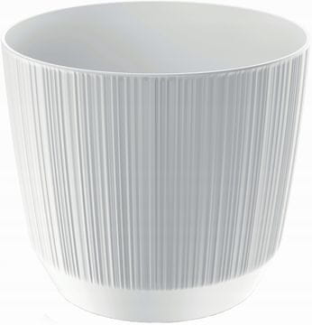 Prosperplast Plastična okrugla saksija za cvijeće s utorima na poklopcu, bijela, 16,8 cm, Ryfo