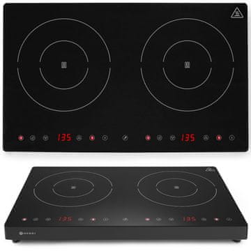 Hendi Podesivo indukcijsko kuhalo s dodirnom pločom, 2 zone grijanja, Black Line, promjer 22 cm, 3500 W - 239414
