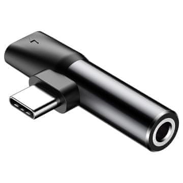 BASEUS Audio pretvarač L41 adapter s USB-C konektora na USB-C priključak + Jack 3,5 mm crni