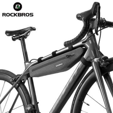 ROCKBROS Duga, čvrsta, vodootporna torba za bicikl, montirana na okvir, 1,5 l, siva
