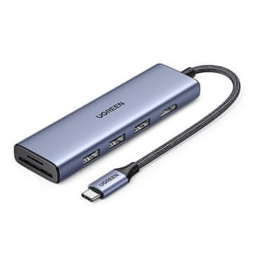 Ugreen 6u1 HUB adapter USB-C - HDMI / USB-A / čitač SD TF kartica - sivi