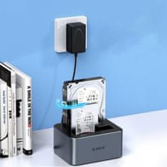 Orico 6626C3-C-V1 Priključna stanica za kloniranje izvan mreže za 2 x 2,5" / 3,5" SATA HDD / SSD - siva
