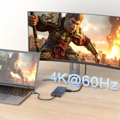 WOZINSKY 14u1 HUB za 3 monitora USB-A USB-C DisplayPort HDMI RJ45 SD TF mini priključak - sivi