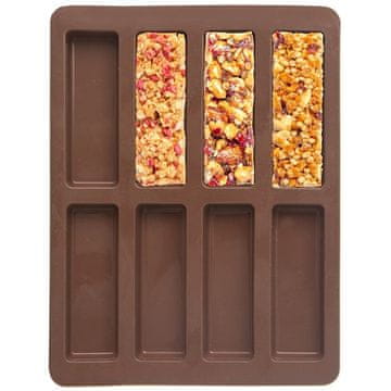 Orion Smeđi silikonski kalup za müsli pločice SILLINIE 22x16,5x1,5 cm