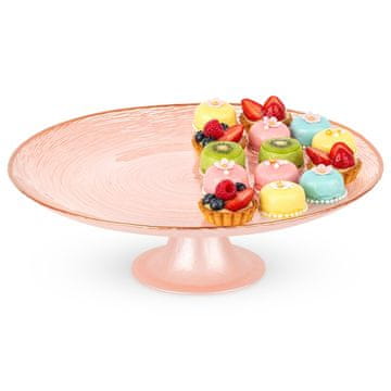 HOMESTYLING Stalak za torte od ružičastog stakla na nozi, 28 cm