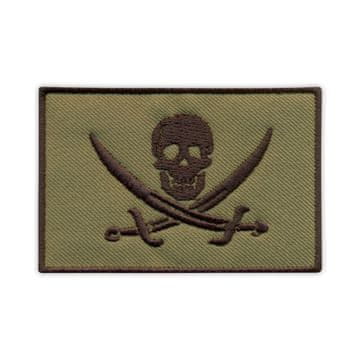 Našivek Zastava Pirata - Calico Jack - Rackham (maslinasta) - Samoljepljiva podloga - Vezeni našivek/Značka/Amblem