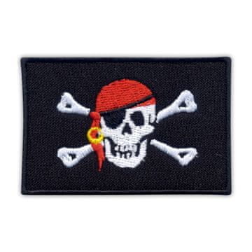 Našivena zastava pirata - Jolly Roger s bandanom - Prišivna - Vezena zakrpa/značka/amblem