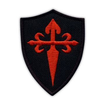 Našivek Crvenog križa Svetog Jakova na crnom štitu - Samoljepljiva podloga - Vezeni našivek/značka/amblem