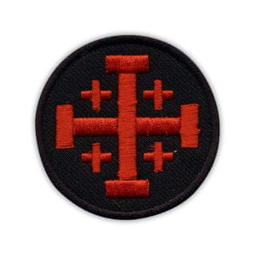 Jeruzalemski križ - crni i crveni - Samoljepljiva podloga - Vezeni našitak/značka/amblem