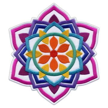 Našivek MANDALA - bijeli veliki 8" - našivek za leđa - Podloga za peglanje / toplinsko lijepljenje - Vezeni našivek/značka/amblem