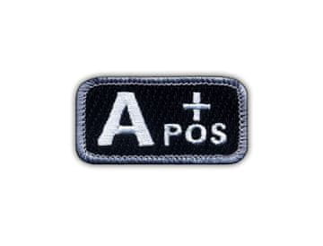 Vezena zakrpa/značka/amblem krvne grupe A "pos" crno/bijela - za prišivanje