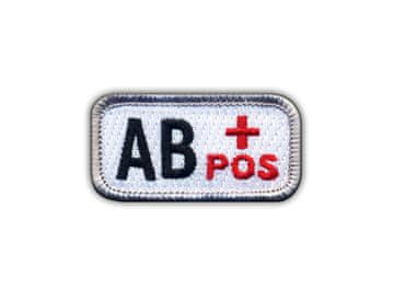 Našivka Krvna grupa AB "pos" bijela/crvena - Magnetska podloga - Vezena našivka/značka/amblem