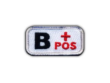 Našivka krvna grupa B "poz" bijela/crvena - Samoljepljiva podloga - Vezena našivka/značka/amblem